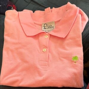 Lilly Pulitzer Light Pink Polo with Lime Green Palm
